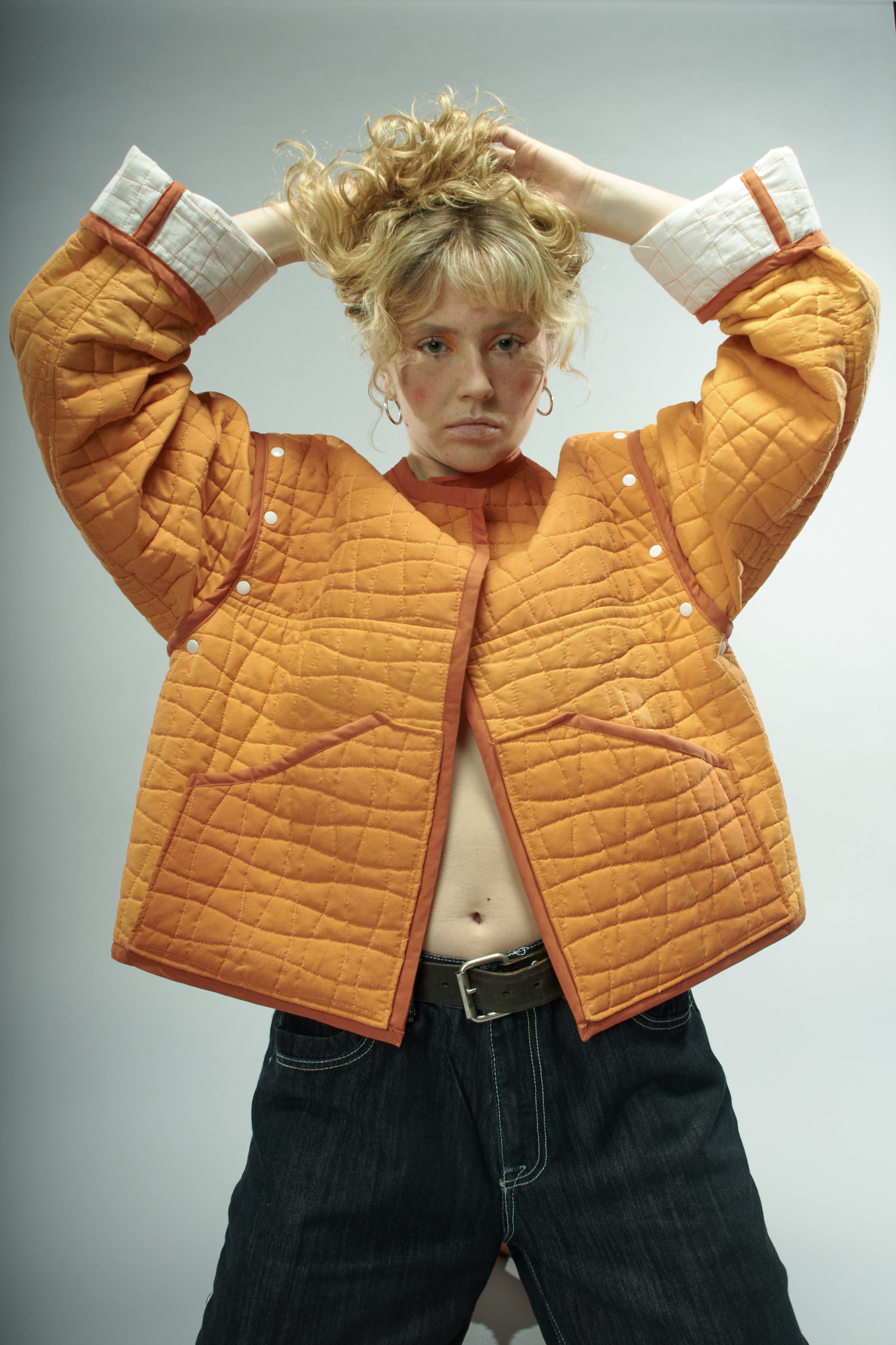 Reversible Quilted Revival Jacket — orange and white